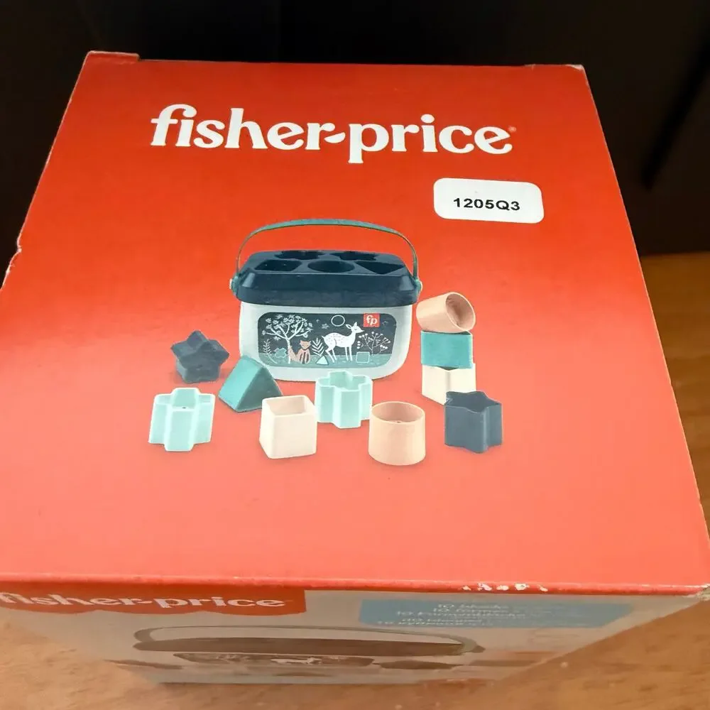 NEW Fisher-Price Baby's First Blocks Shape Sorter Toy Set Navy Blue Fawn